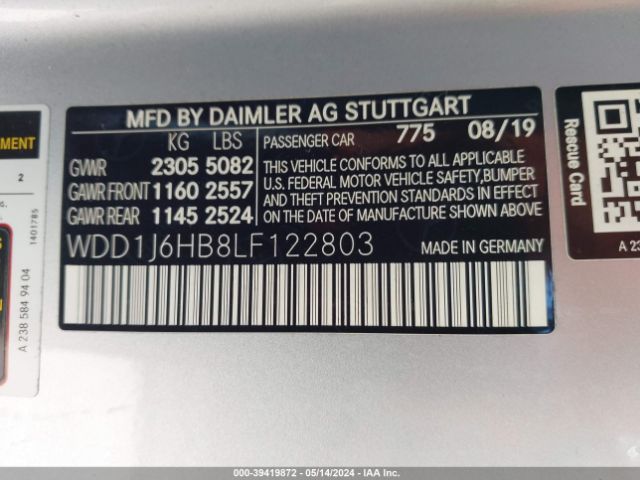 WDD1J6HB8LF122803 Mercedes-Benz E 450