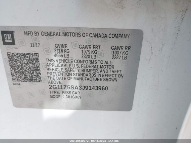 2G11Z5SA3J9143960 Chevrolet IMPALA LS