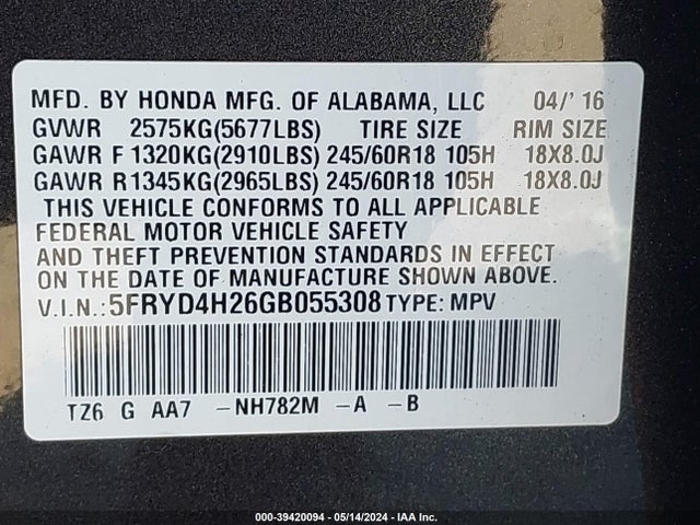 Acura Mdx Acurawatch Plus Package 2016 5FRYD4H26GB055308 Image 9