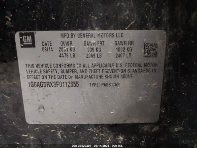 1G6AG5RX3F0112655 Cadillac Ats Standard