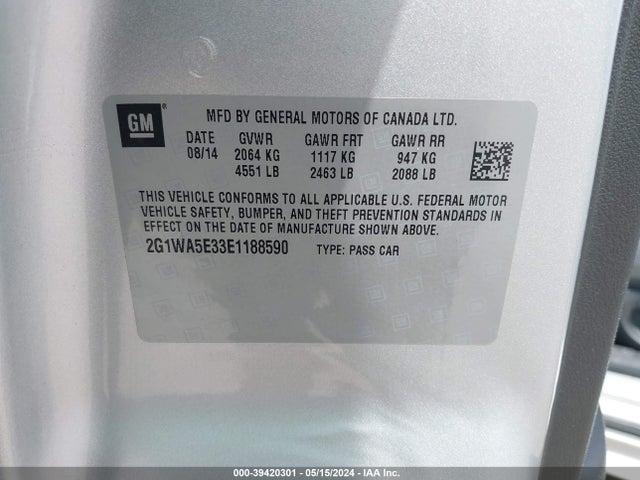 Chevrolet Impala Limited Ls 2014 2G1WA5E33E1188590 Image 9