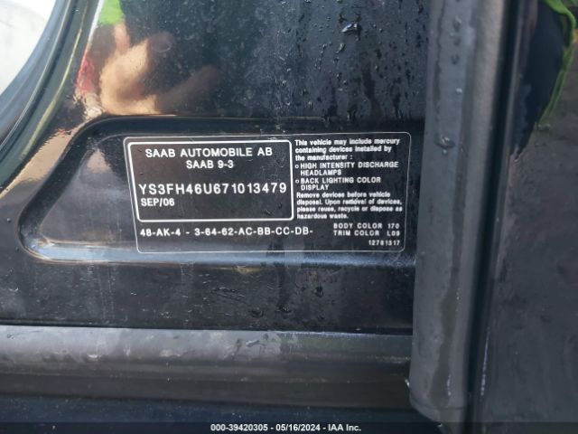 2007 SAAB 9-3 YS3FH46U671013479 Photo 8