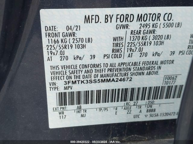 3FMTK3SS5MMA24672 Ford Mustang Mach-e Premium