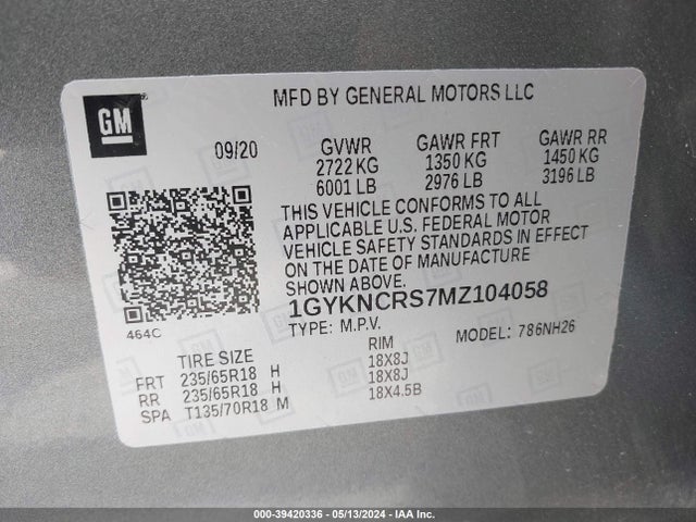 1GYKNCRS7MZ104058 Cadillac Xt5 Fwd Premium Luxury