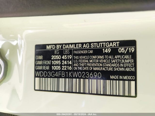 WDD3G4FB1KW023690 Mercedes-Benz A 220 4matic