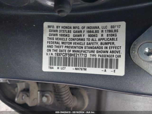 19XFC2F59HE217713 Honda Civic Lx