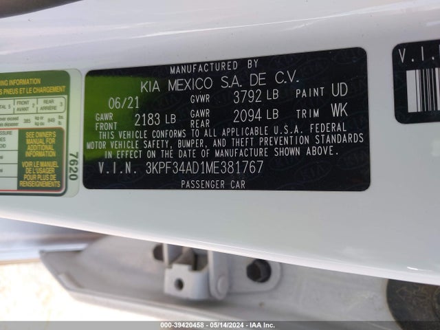 KIA Forte Gt-line 2021 3KPF34AD1ME381767 Image 9