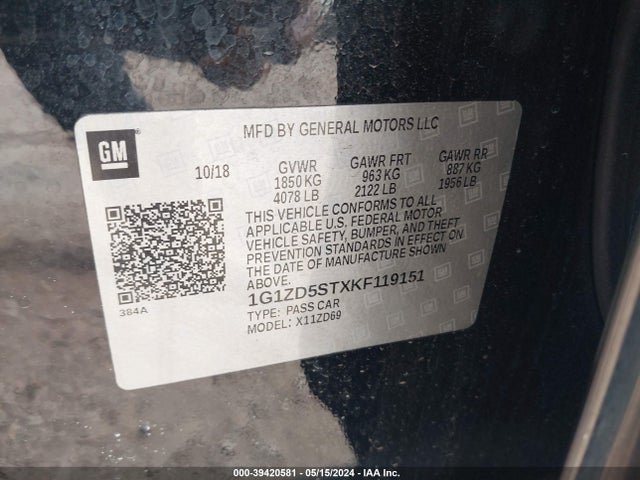 Chevrolet MALIBU LT 2019 1G1ZD5STXKF119151 Image 9