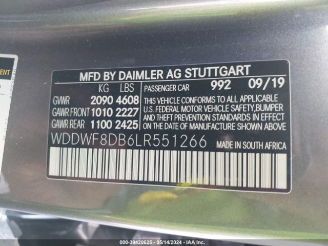 WDDWF8DB6LR551266 Mercedes-Benz C 300