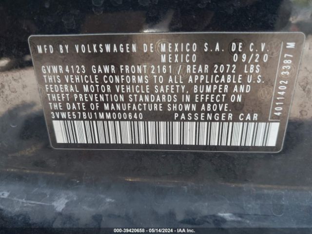 3VWE57BU1MM000640 Volkswagen Jetta 1.4t Sel