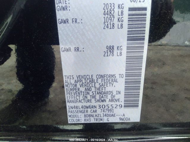 1N4BL4DW6RN305529 Nissan Altima Sv Intelligent Awd