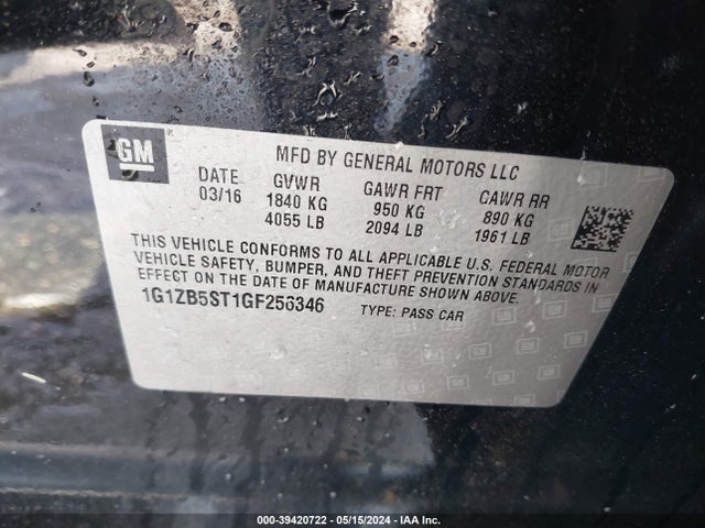 Chevrolet MALIBU LS 2016 1G1ZB5ST1GF256346 Image 9