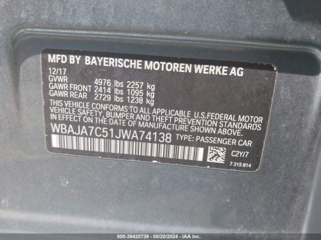 WBAJA7C51JWA74138 BMW 530i Xdrive
