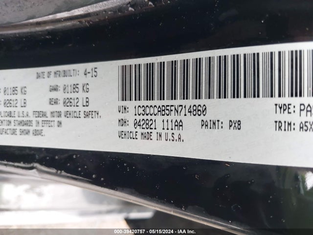 1C3CCCAB5FN714860 Chrysler 200 Limited