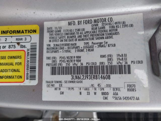 3LN6L2J93ER814608 Lincoln MKZ