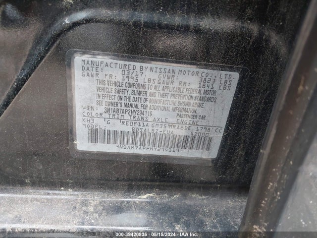 Nissan SENTRA S 2017 3N1AB7AP2HY294119 Image 9