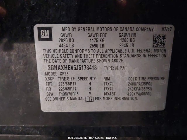 Chevrolet EQUINOX LS 2018 2GNAXHEV6J6173413 Image 9