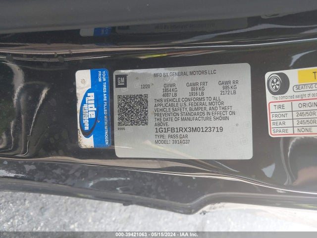 Chevrolet Camaro Rwd  1ls 2021 1G1FB1RX3M0123719 Image 9