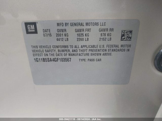 1G11B5SA4GF103567 Chevrolet Malibu Limited Ls