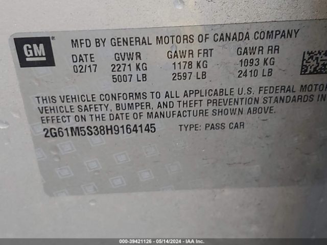 2G61M5S38H9164145 Cadillac XTS LUXURY