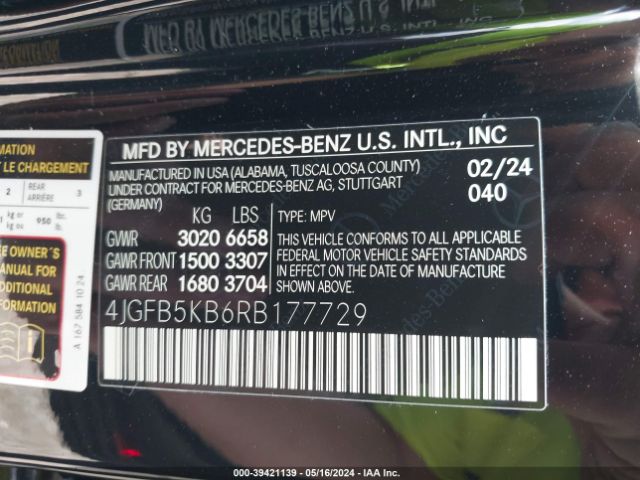 4JGFB5KB6RB177729 Mercedes-Benz Gle 450 4matic
