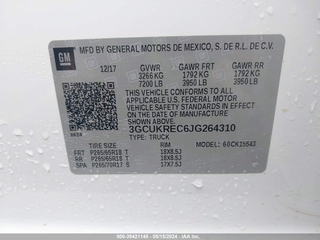Chevrolet Silverado 1500 2lt 2018 3GCUKREC6JG264310 Image 9