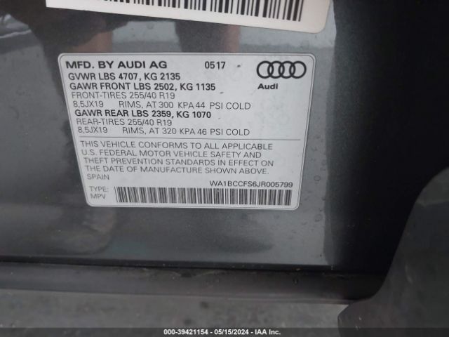 WA1BCCFS6JR005799 Audi Q3 2.0t Premium