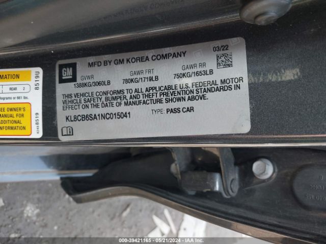KL8CB6SA1NC015041 Chevrolet Spark Fwd Ls Automatic