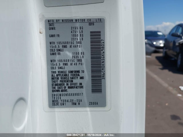 Nissan Nv200 S 2016 3N6CM0KN5GK698017 Image 9