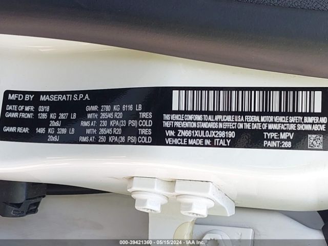 ZN661XUL0JX298190 Maserati Levante Granlusso