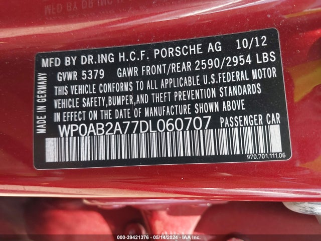 2013 PORSCHE PANAMERA WP0AB2A77DL060707 Photo 8