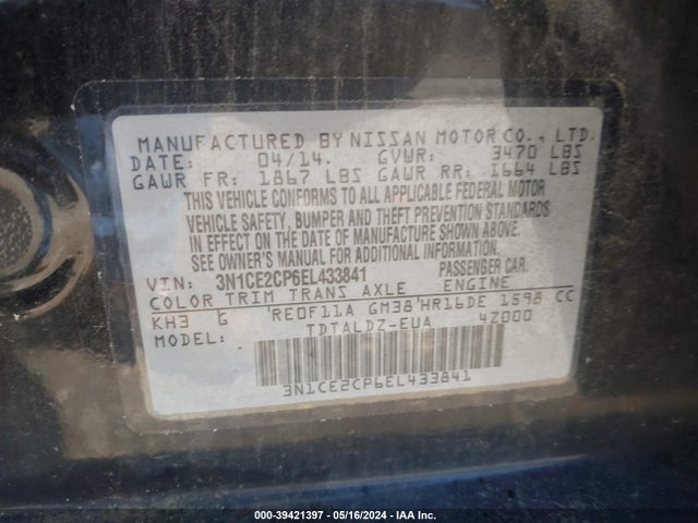 Nissan Versa Note Sv 2014 3N1CE2CP6EL433841 Image 9