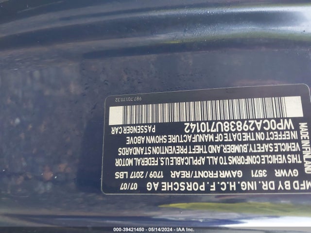 2008 PORSCHE BOXSTER WP0CA29838U710142 Photo 8