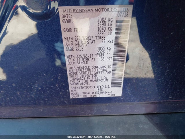 Nissan ROGUE S 2018 5N1AT2MT9JC830211 Image 9