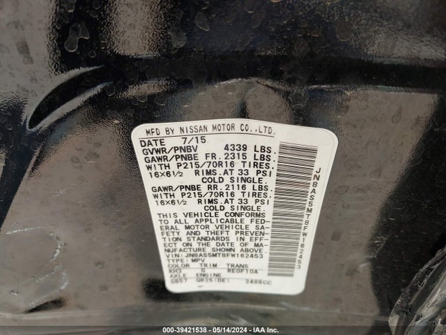 Nissan Rogue Select S 2015 JN8AS5MT8FW162453 Image 9