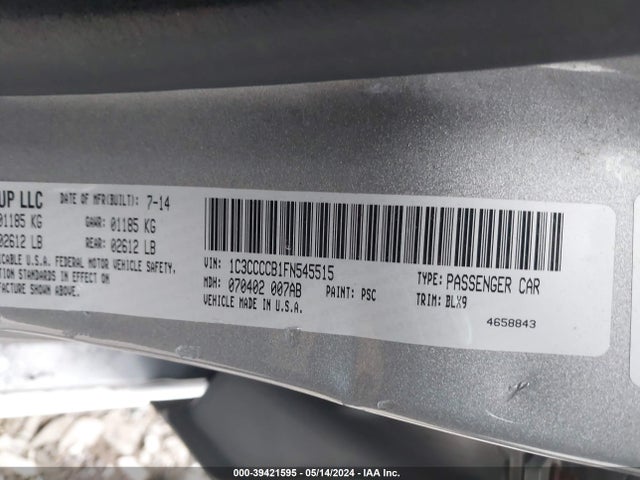Chrysler 200 C 2015 1C3CCCCB1FN545515 Image 9