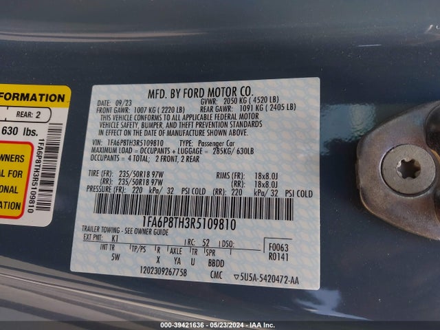 Ford Mustang Ecoboost Premium Fastback 2024 1FA6P8TH3R5109810 Image 9