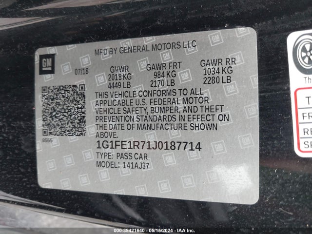 Chevrolet Camaro 1ss 2018 1G1FE1R71J0187714 Image 9