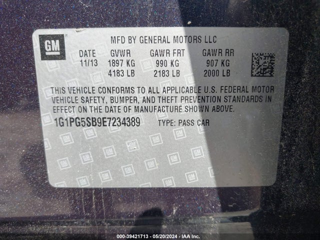 Chevrolet CRUZE LTZ 2014 1G1PG5SB9E7234389 Image 9