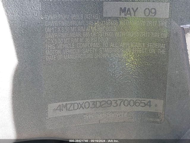 2009 BUELL ULYSSES 4MZDX03D293700654 Photo 9