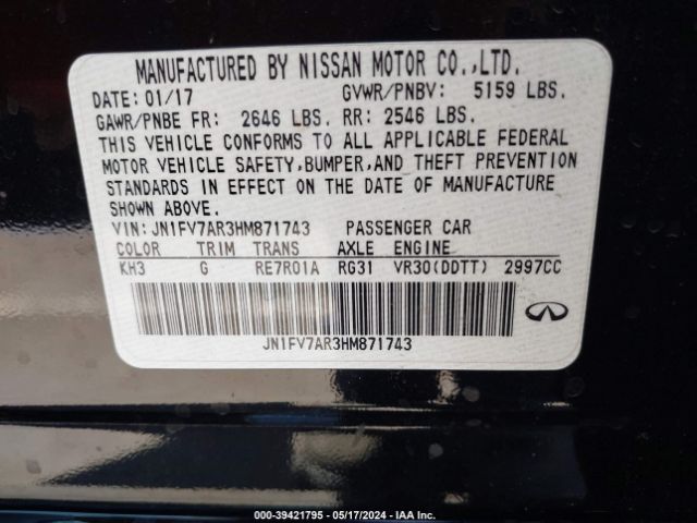 JN1FV7AR3HM871743 Infiniti Q50 3.0t Red Sport 400