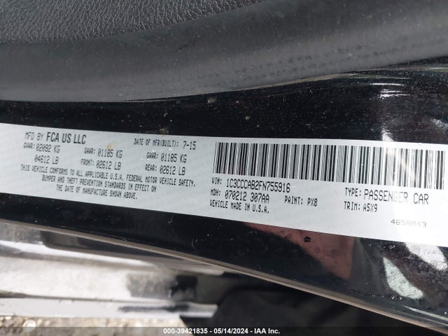 Chrysler 200 Limited 2015 1C3CCCAB2FN755916 Image 9
