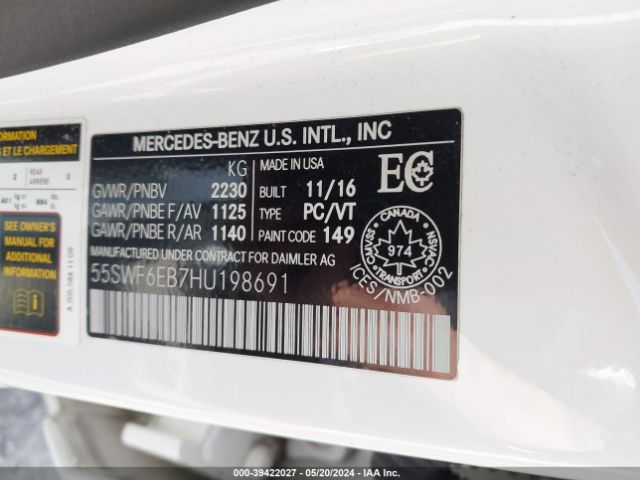 55SWF6EB7HU198691 Mercedes-Benz Amg C 43 4matic