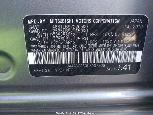JA4AD2A30LZ007909 Mitsubishi Outlander Es 2.4
