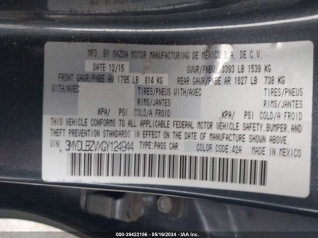 3MYDLBZVXGY124944 Scion IA
