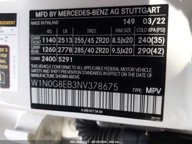 W1N0G8EB3NV378675 Mercedes-Benz Glc 300 4matic Suv