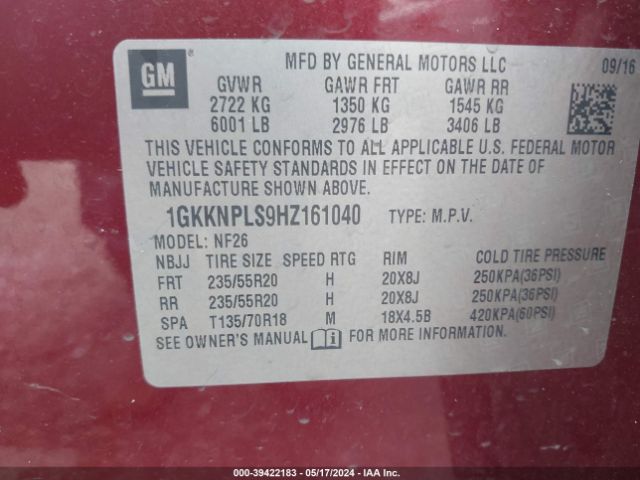 1GKKNPLS9HZ161040 GMC Acadia Denali