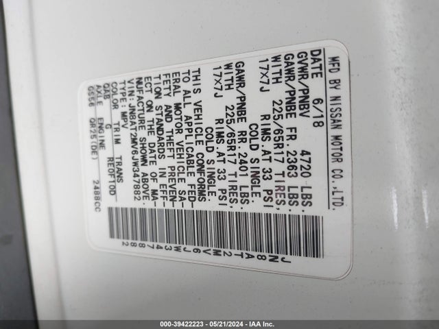 Nissan ROGUE SV 2018 JN8AT2MV6JW347882 Image 9