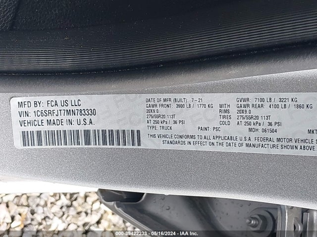 RAM 1500 Laramie  4x4 5'7 Box 2021 1C6SRFJT7MN783330 Image 9