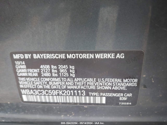 BMW 320i Xdrive 2015 WBA3C3C59FK201113 Image 9